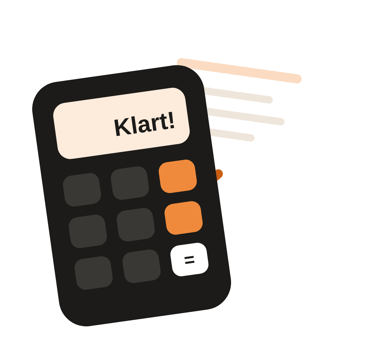 Illustration av en miniräknare som visar Klart